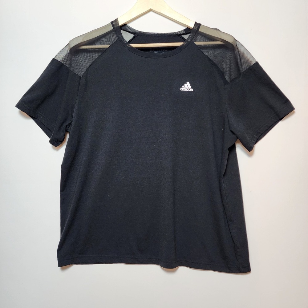 Adidas Mesh Shoulder Aeroready Performance T-Shirt Black Large